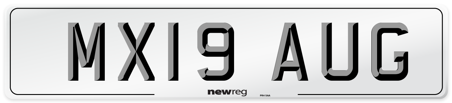 MX19 AUG Number Plate from New Reg